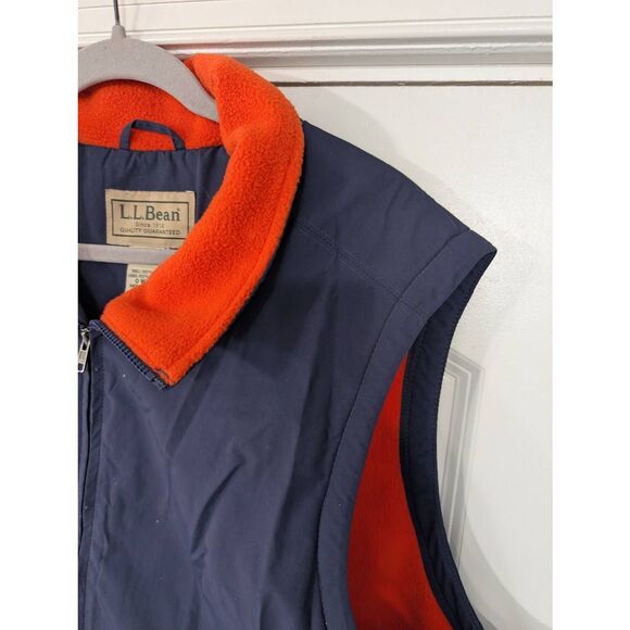 L.L. Bean Men’s Fleece Lined Full Zip Vest Blue Orange 0WY07 Size XL - Picture 2 of 6